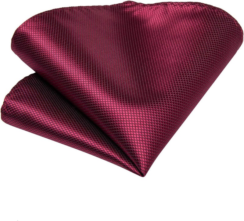 DiBanGu Mens Solid Color Tie and Pocket Square Set Woven Silk Plain Necktie & Handkerchief for Men Wedding Party Formal - Image 3